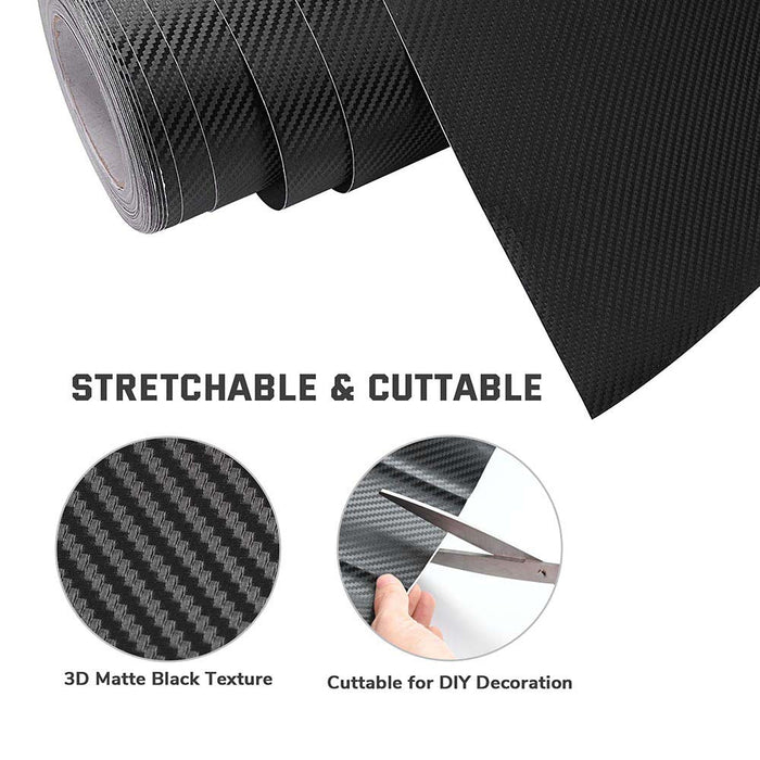 Yescom Black 3D Carbon Vinyl Wrap Roll (100', 50' Options)