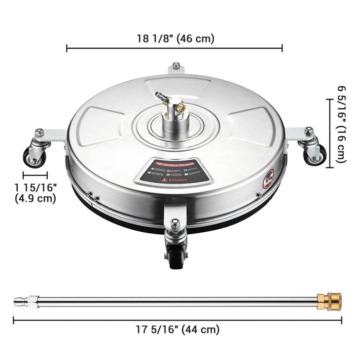 Yescom 18in Pressure Washer Surface Cleaner Stainless Steel