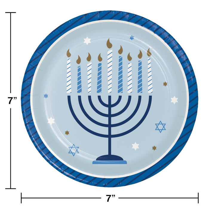 Bulk Hanukkah Celebration Paper Dessert Plates (96 per Case)