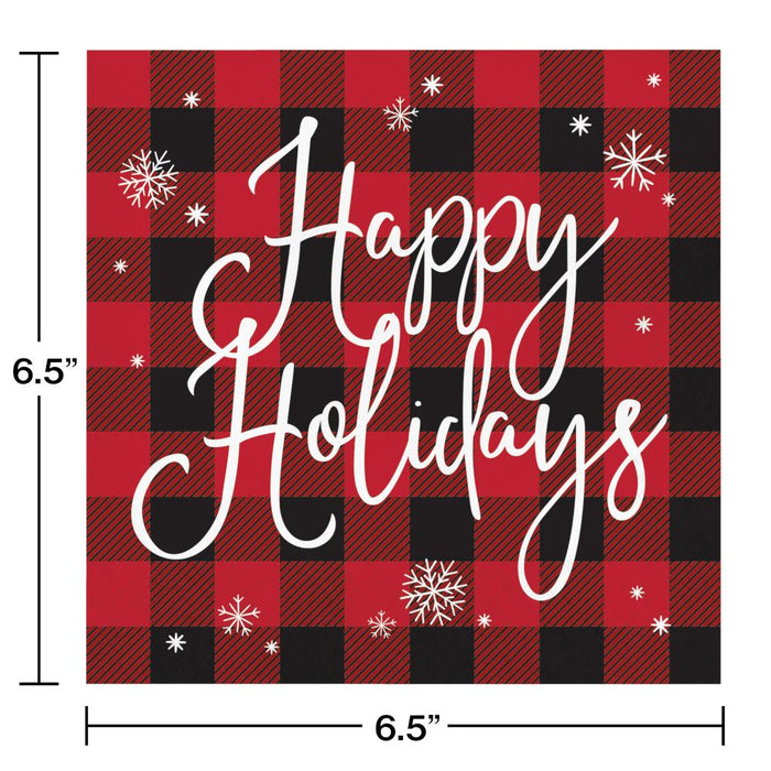 Bulk Buffalo Plaid Happy Holidays Luncheon Napkins (192 per Case)