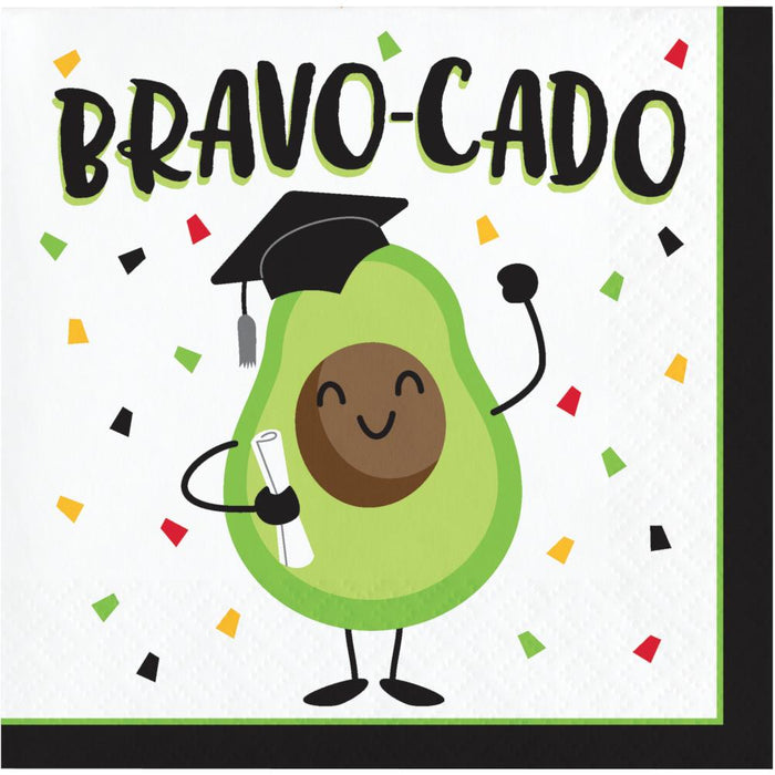 Bulk Bravo-cado Graduation Beverage Napkins (192 per Case)