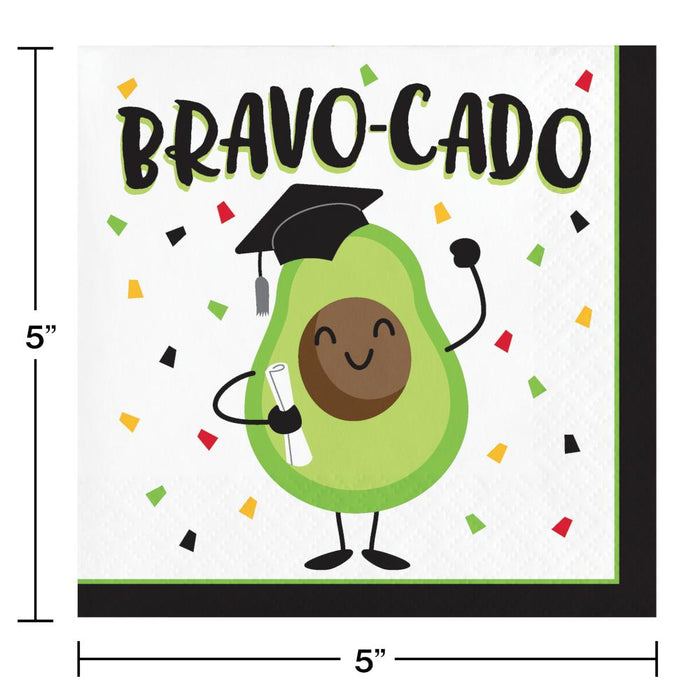 Bulk Bravo-cado Graduation Beverage Napkins (192 per Case)