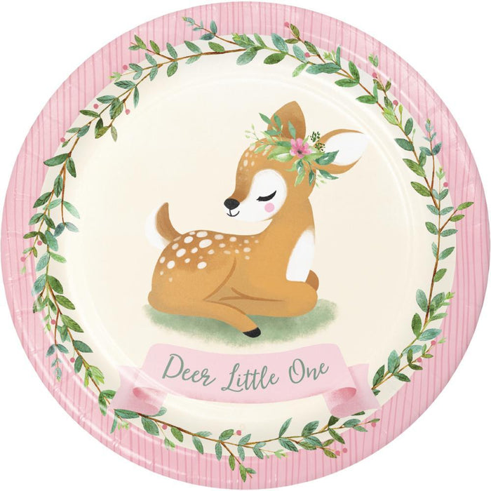 Bulk Little Deer First Birthday Paper Dinner Plates (96 per Case)