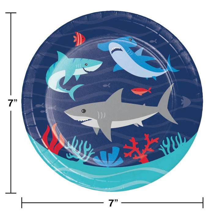 Bulk Shark Party Paper Dessert Plates (96 per Case)