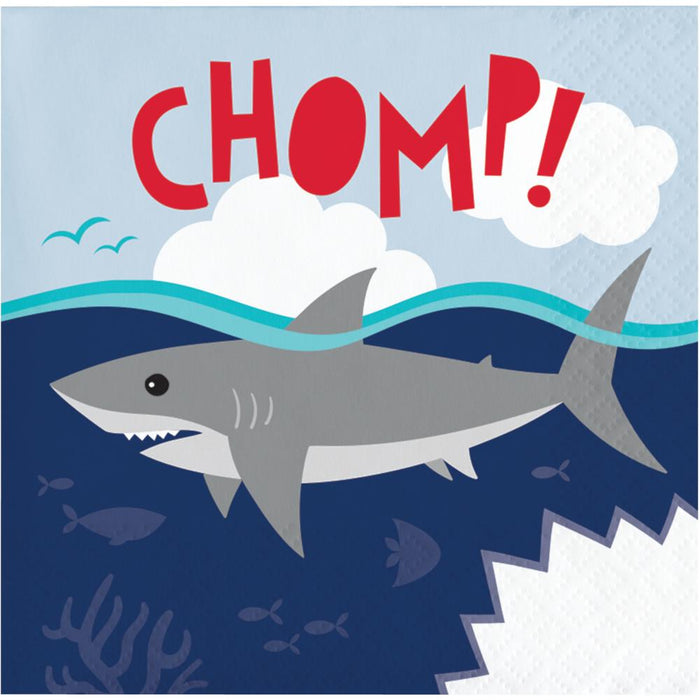 Bulk Shark Party Chomp Beverage Napkins (192 per Case)