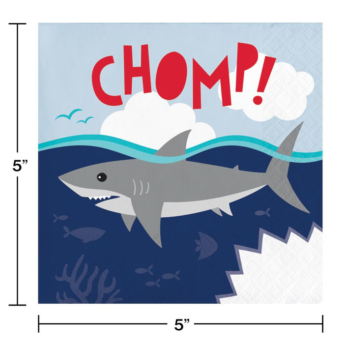 Bulk Shark Party Chomp Beverage Napkins (192 per Case)