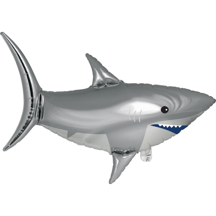 Bulk Shark Party Shaped Mylar Balloons (10 per Case)