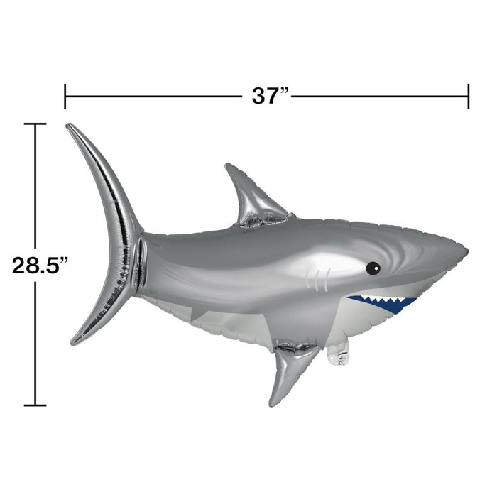 Bulk Shark Party Shaped Mylar Balloons (10 per Case)