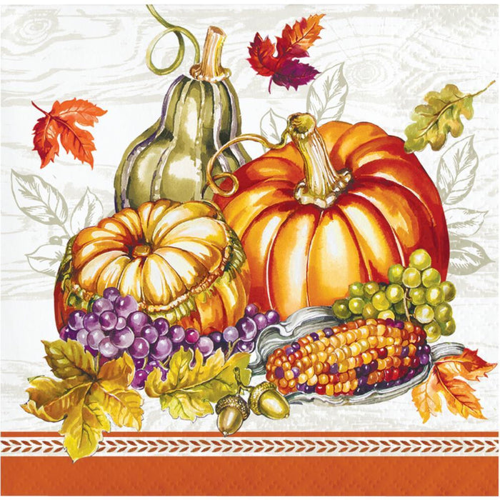 Bulk Thanksgiving Cornucopia Beverage Napkins (192 per Case)