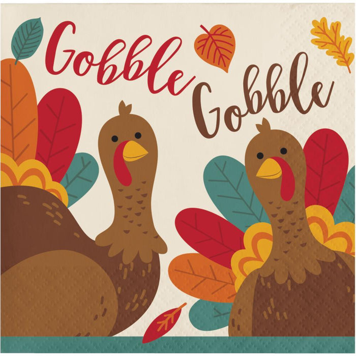 Bulk Thanksgiving Turkey Beverage Napkins (192 per Case)