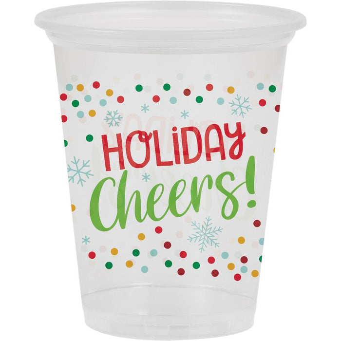 Bulk Clear Holiday Cheers Plastic Cups (96 per Case)