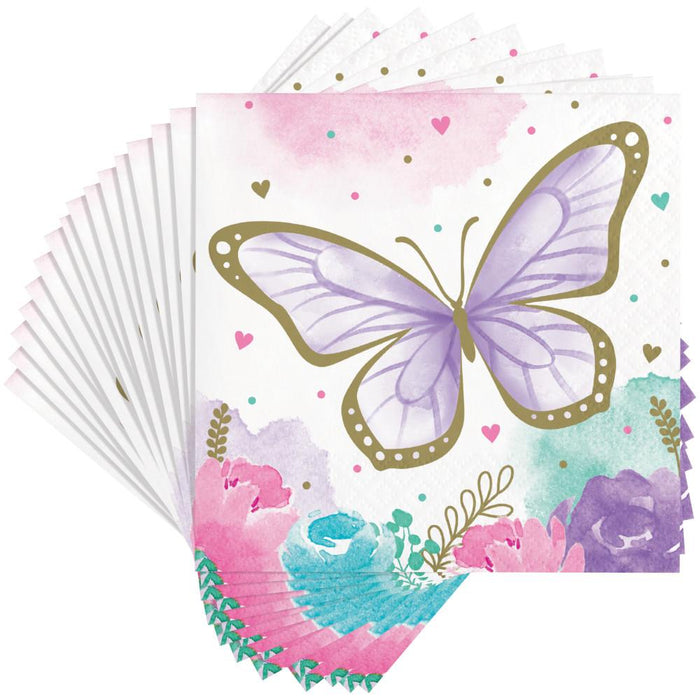 Bulk Shimmering Butterfly Beverage Napkins (192 per Case)