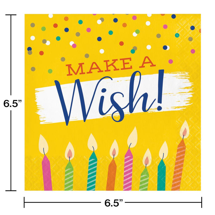 Bulk Festive Cake Make a Wish Luncheon Napkins (192 per Case)