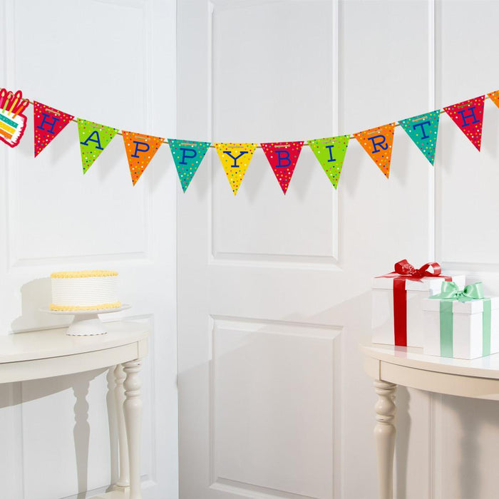 Bulk Festive Cake Happy Birthday Banners (12 per Case)