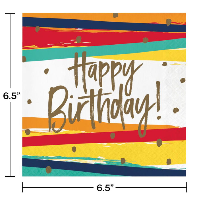 Bulk Happy Birthday Stripes Luncheon Napkins (192 per Case)