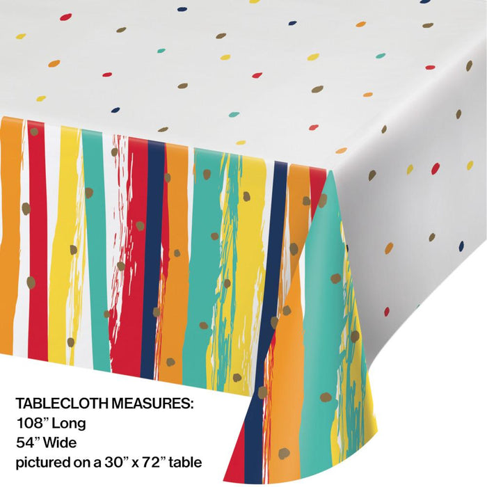 Bulk Birthday Stripes Paper Table Covers (6 per Case)