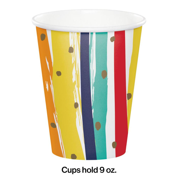 Bulk Birthday Stripes Paper Cups (96 per Case)