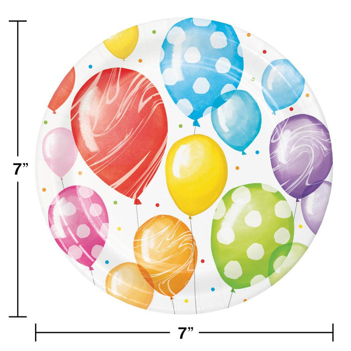 Bulk Balloon Bash Paper Dessert Plates (96 per Case)