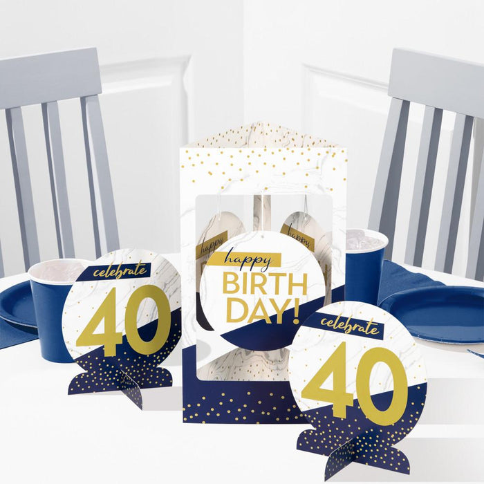 Bulk Navy and Gold Birthday Centerpiece Stands (18 per Case)