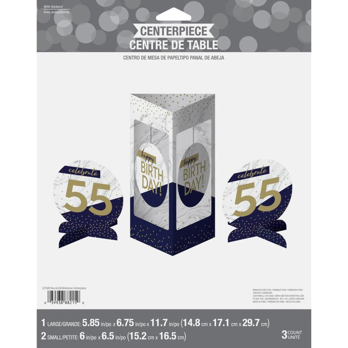 Bulk Navy and Gold Birthday Centerpiece Stands (18 per Case)