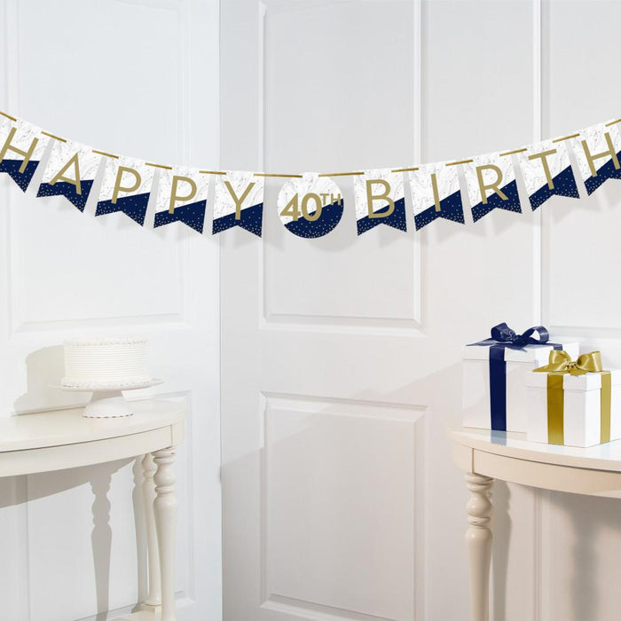 Bulk Navy and Gold Birthday Banners (12 per Case)