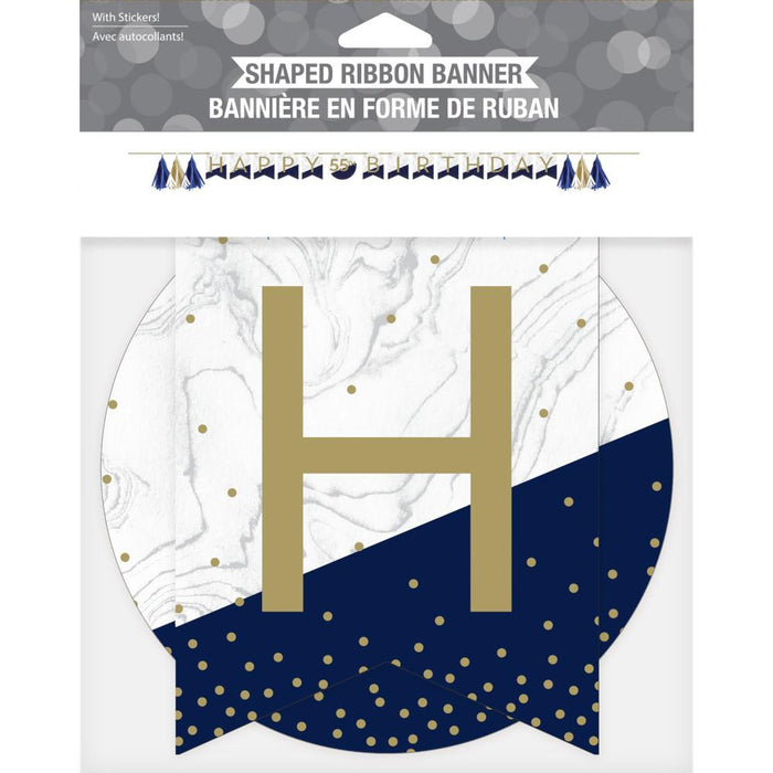 Bulk Navy and Gold Birthday Banners (12 per Case)