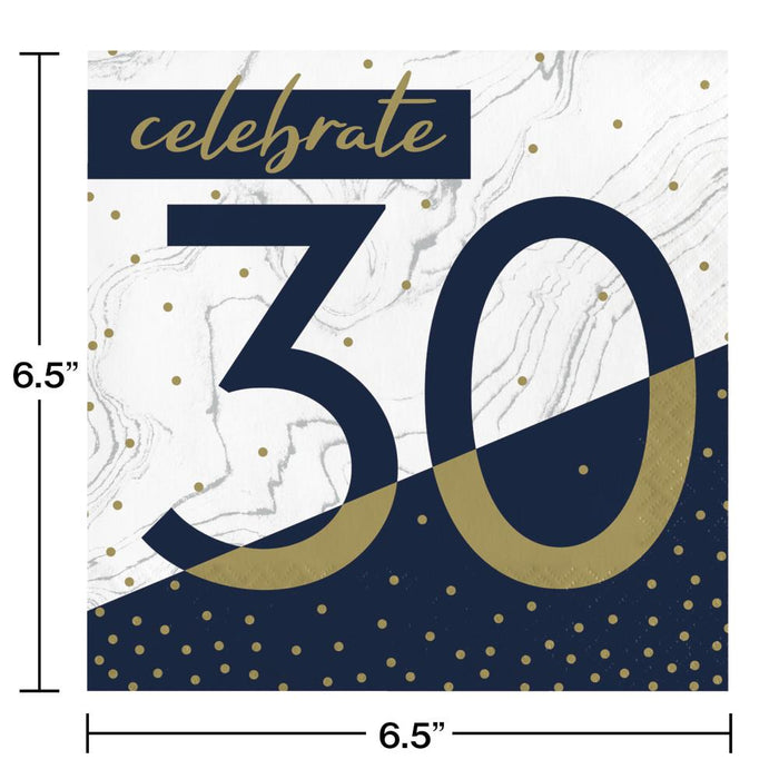 Bulk Navy and Gold 30th Birthday Luncheon Napkins (192 per Case)