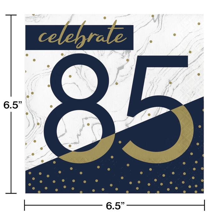 Bulk Navy and Gold 85th Birthday Luncheon Napkins (192 per Case)