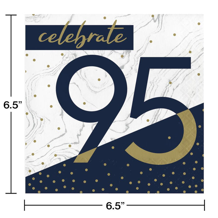 Bulk Navy and Gold 95th Birthday Luncheon Napkins (192 per Case)