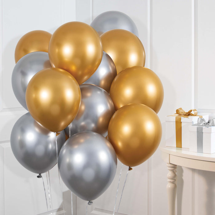 Bulk Gold and Silver Balloon Bunch (144 balloons per Case)