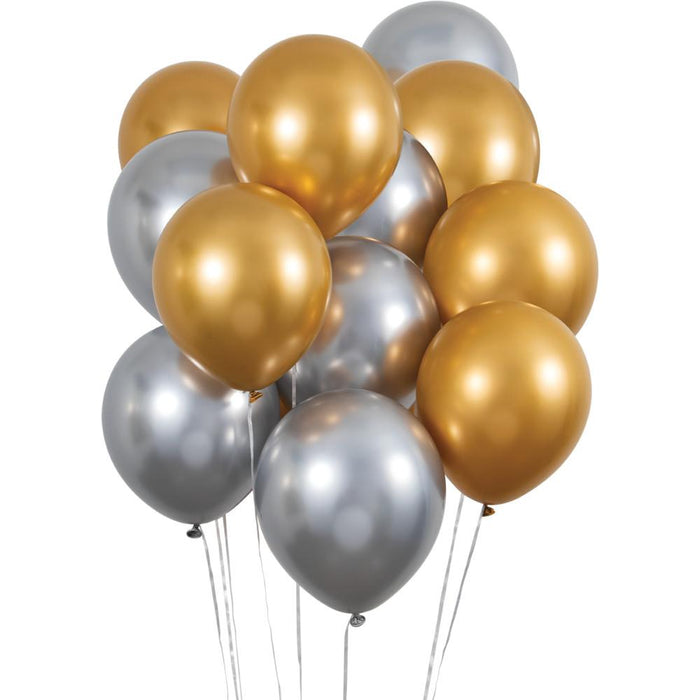 Bulk Gold and Silver Balloon Bunch (144 balloons per Case)