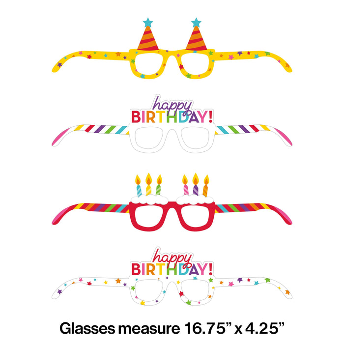 Bulk Happy Birthday Paper Favor Eyeglasses (24 per Case)