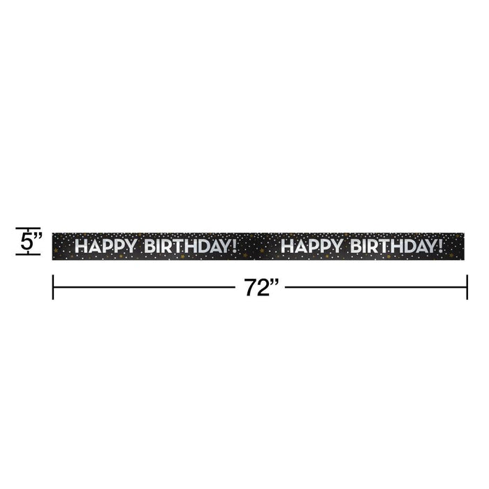 Bulk Gold and Silver Happy Birthday Foil Banners (12 per Case)