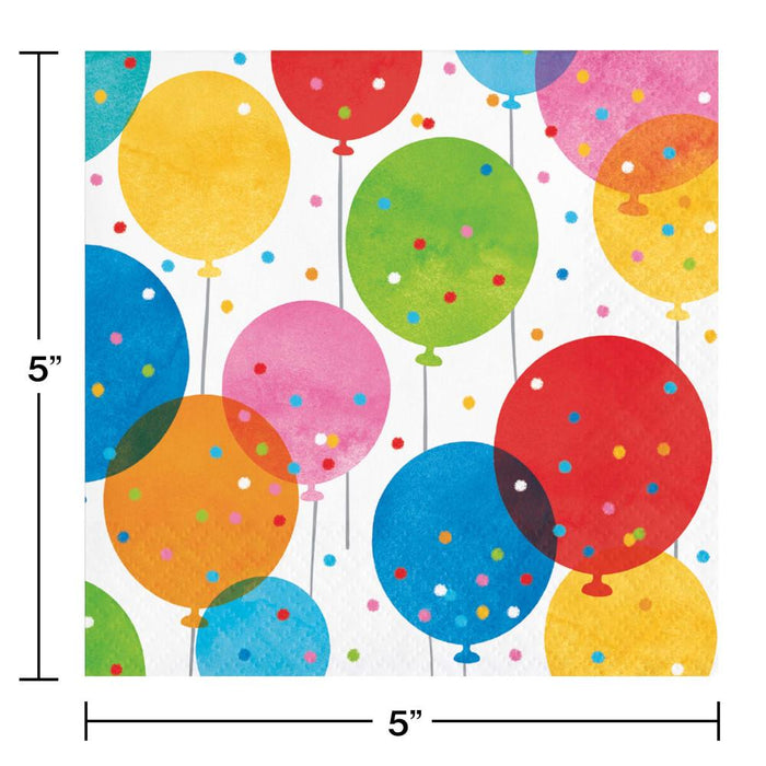 Bulk Birthday Confetti Balloons Beverage Napkins (192 per Case)