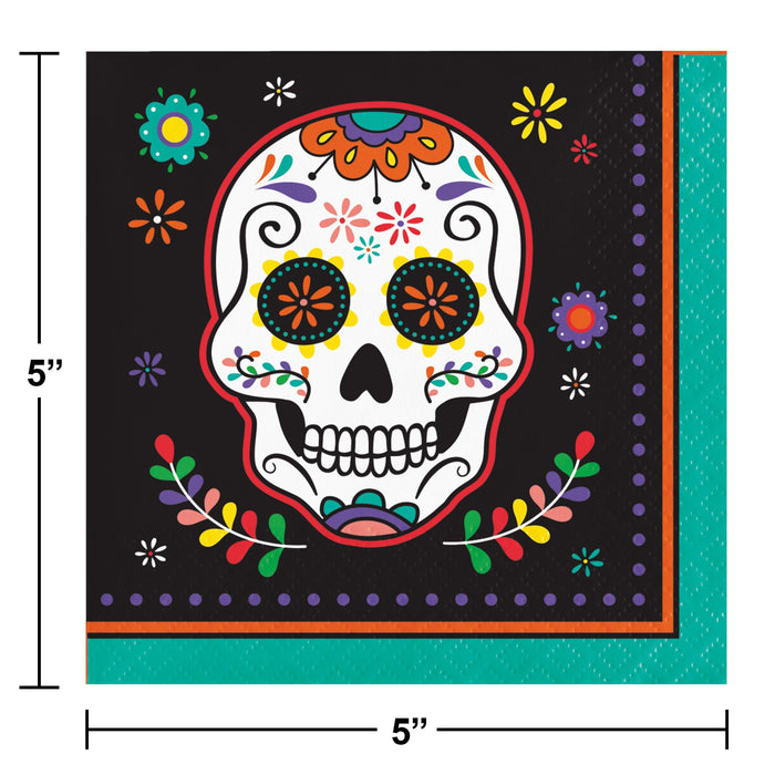 Bulk Dia de Muertos Beverage Napkins (192 per Case)