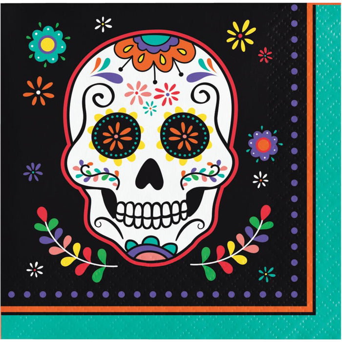 Bulk Dia de Muertos Beverage Napkins (192 per Case)