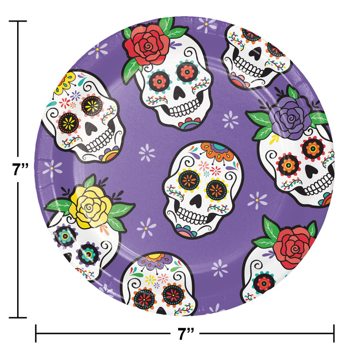 Bulk Dia de Muertos Paper Dessert Plates (96 per Case)