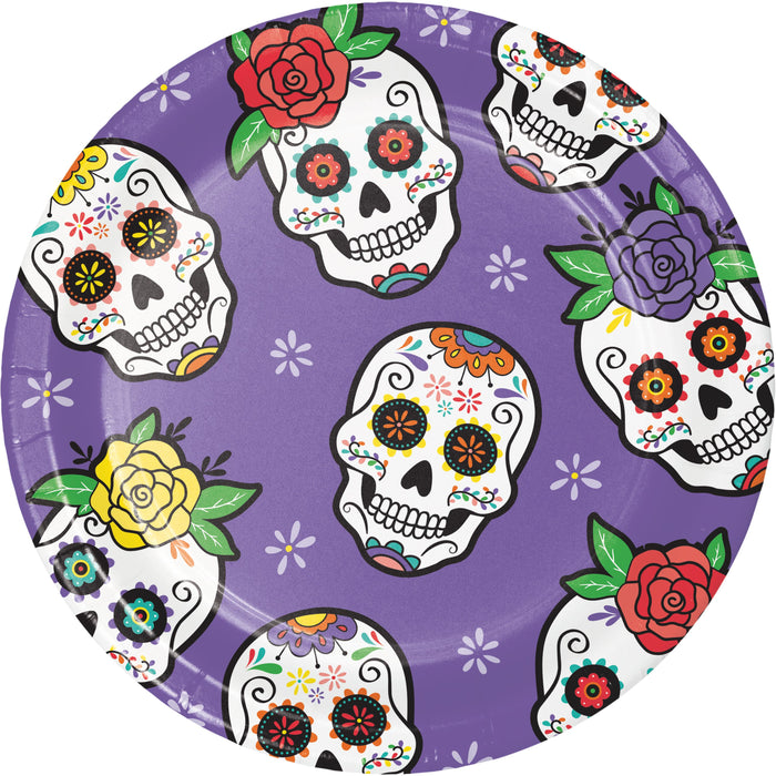 Bulk Dia de Muertos Paper Dessert Plates (96 per Case)