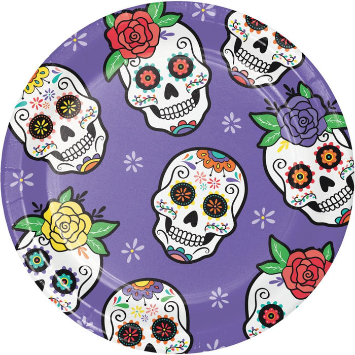 Bulk Dia de Muertos Paper Dessert Plates (96 per Case)