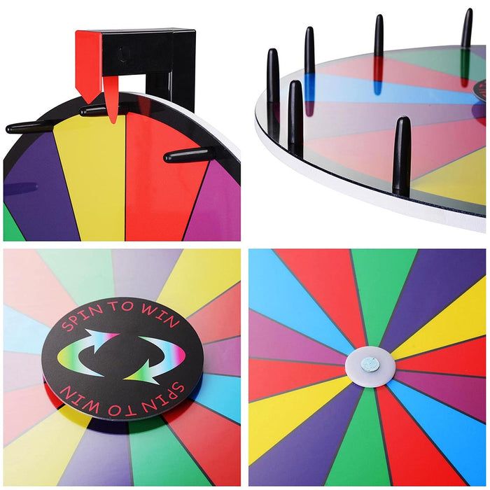 WinSpin 18" Tabletop Prize Wheel Dry Erase, Dark Rainbow