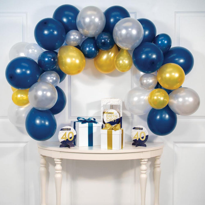 Bulk Navy Gold and Silver Six Foot Balloon Arch Kit (6 Kits per Case)