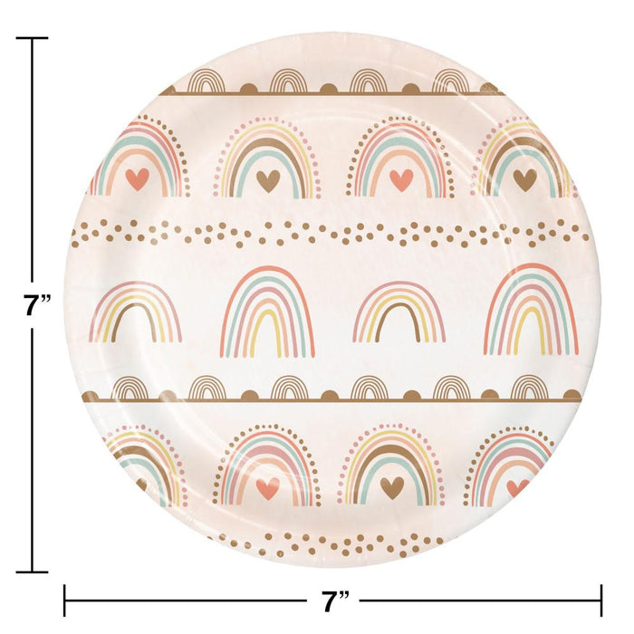 Bulk Boho Rainbow Paper Dessert Plates (96 per Case)