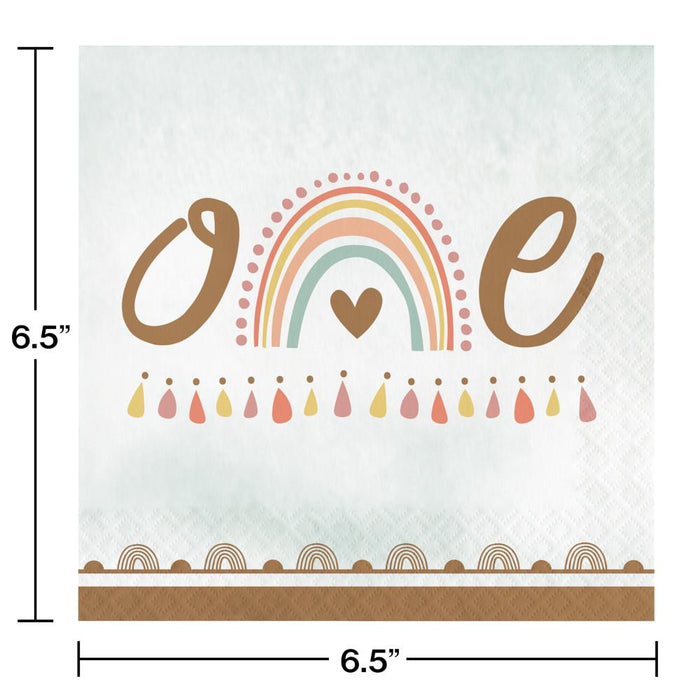 Bulk Boho Rainbow 1st Birthday Luncheon Napkins (192 per Case)