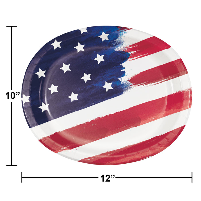 Bulk Painterly Patriotic Paper Oval Platter (96 per Case)