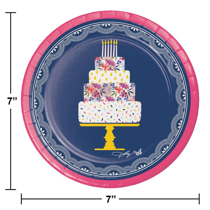 Bulk Dolly Parton Celebrate Floral 7" Paper Dessert Plates (Case of 96)