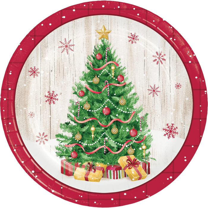 Bulk Vintage Christmas 8.75 Inch Paper Dinner Plate (96 per Case)