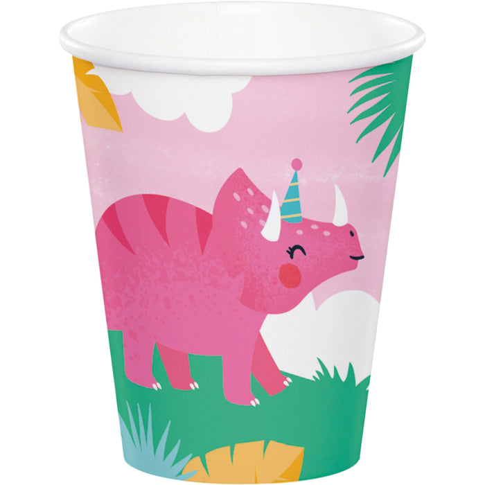 Bulk Girl Dino Party Hot/Cold Paper Cups 9oz. (96 per Case)