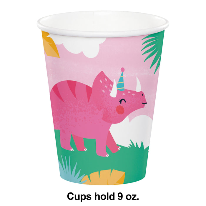 Bulk Girl Dino Party Hot/Cold Paper Cups 9oz. (96 per Case)