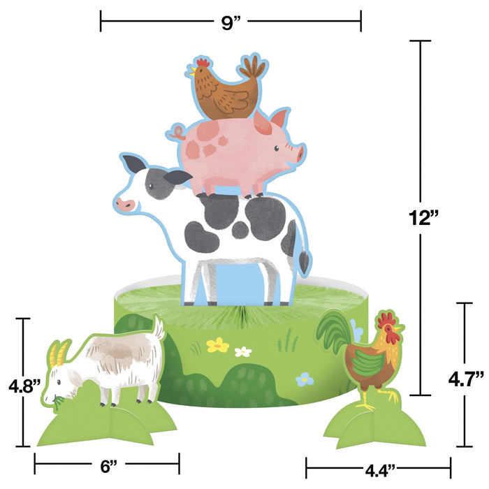 Bulk Farm Animals Honeycomb Centerpiece w/ Stands (6 per Case)