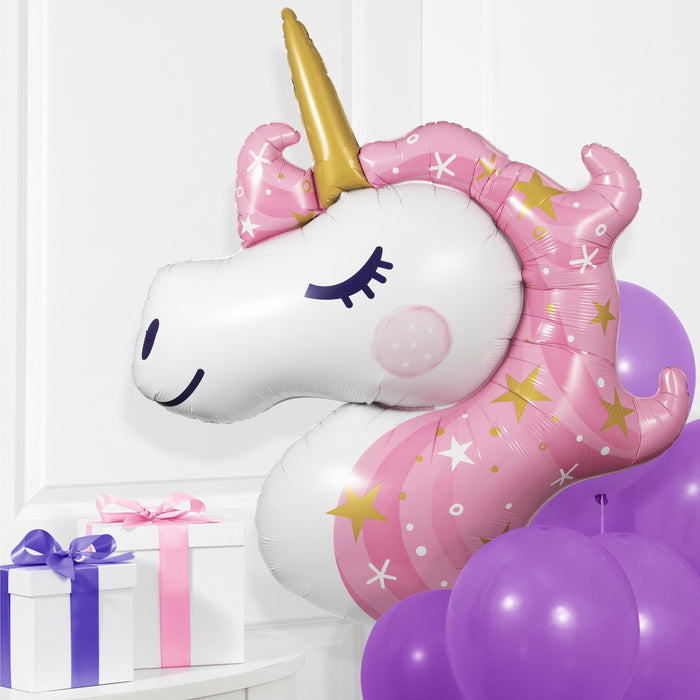 Bulk Unicorn Galaxy Metallic Balloon Unicorn Shaped (10 per Case)